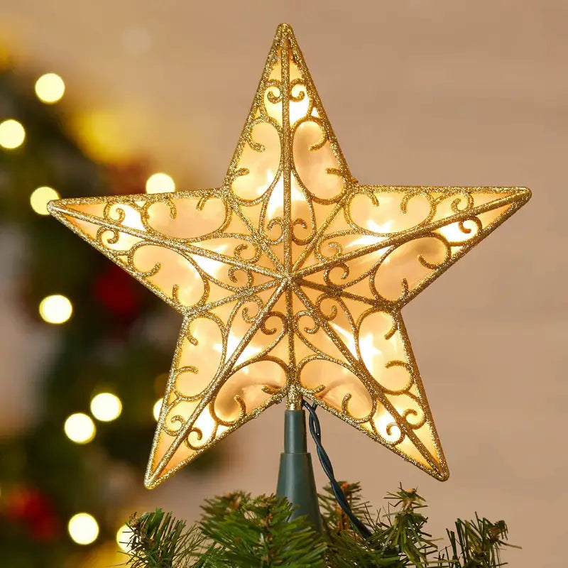 Metal Hollow 3D Star Christmas Tree Topper