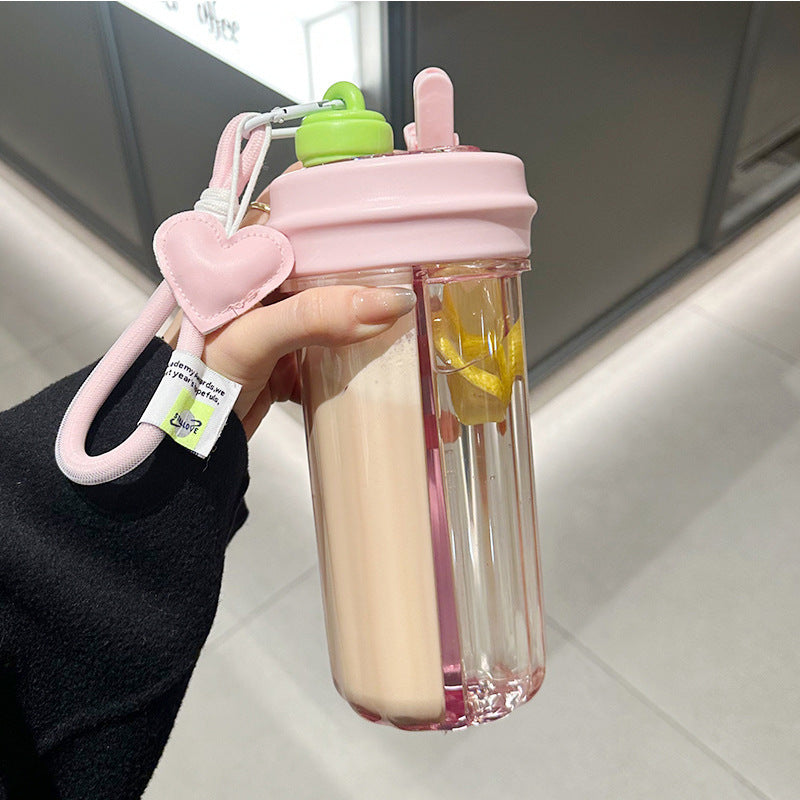 Double Drink Sub-bin Tumbler Creative Straw Cup